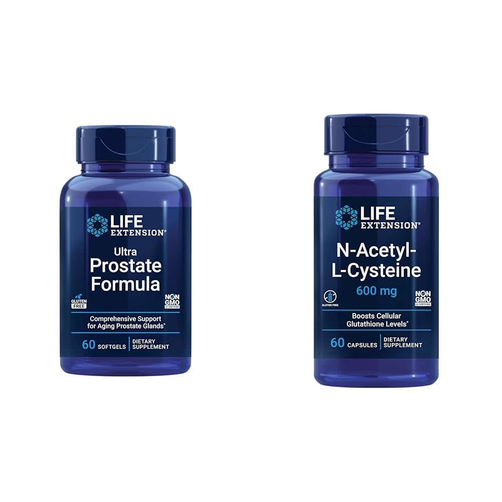 Life Extension Ultra Prostate Formula, Saw Palmetto für Männer, Pygeum, Stinging Nettle & N-Acetyl-L-Cystein (NAC), Immune, Respiratory, Liver Health, NAC 600 mg