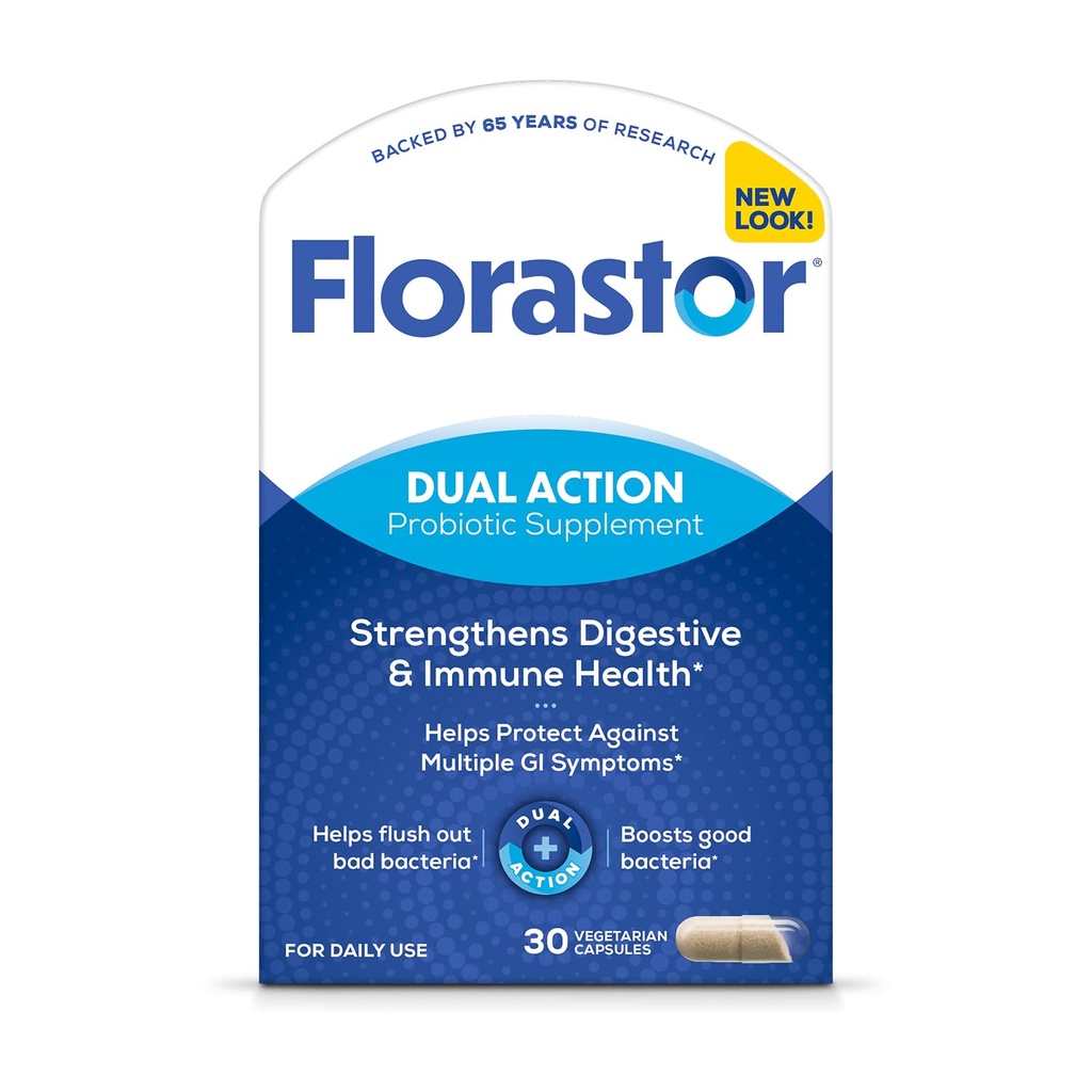 Florastor Probiotics for Digestive and Immune Health, 30 Kapseln, Probiotics for Women & Men, Hilft Ausspülen Bad Bacteria, steigert das Gute mit unseren einzigartigen Strain Saccharomyces Boulardii