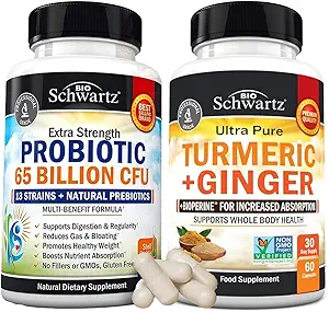 Organic Turmeric Curcumin und Ginger Supplement (1 Monat Versorgung) Plus 65 Billion CFU Daily Probiotic Supplement (1 Monat Versorgung)