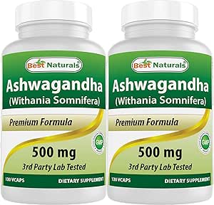 Best Naturals Ashwagandha Extract 500 Mg 120 Kapseln (Pack von 2)