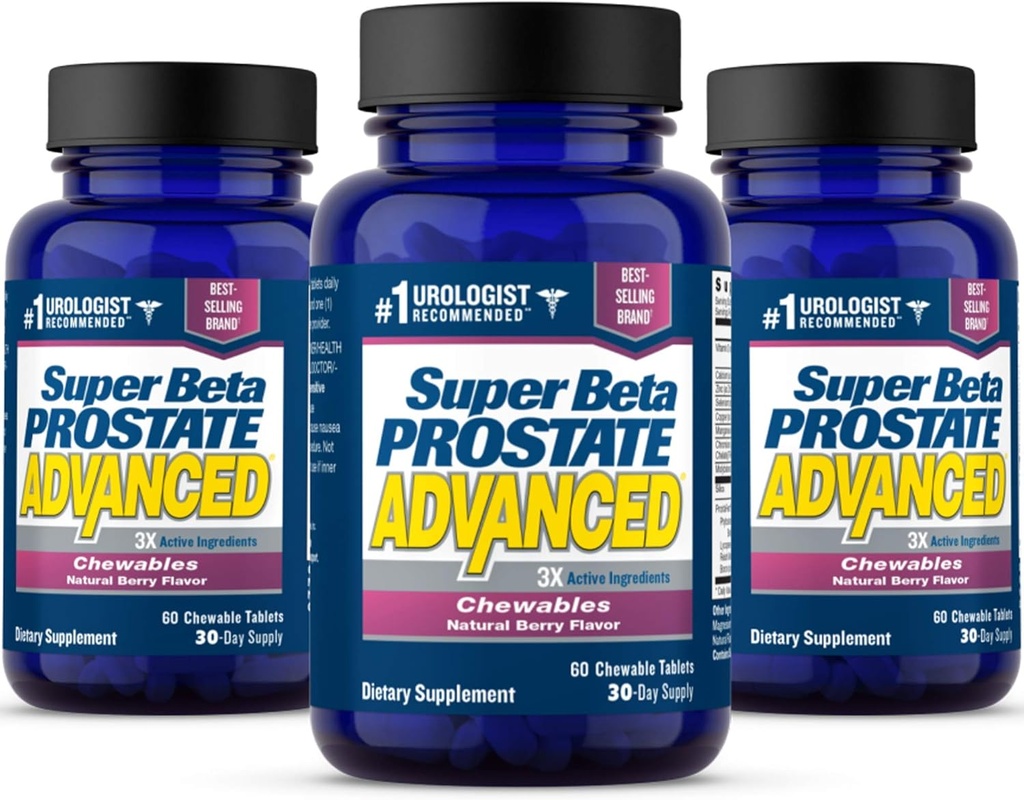 SUPER BETA PROSTATE Advanced Chewables - Prostata-Supplement für Männergesundheit (180 Chews, 3-Pack)