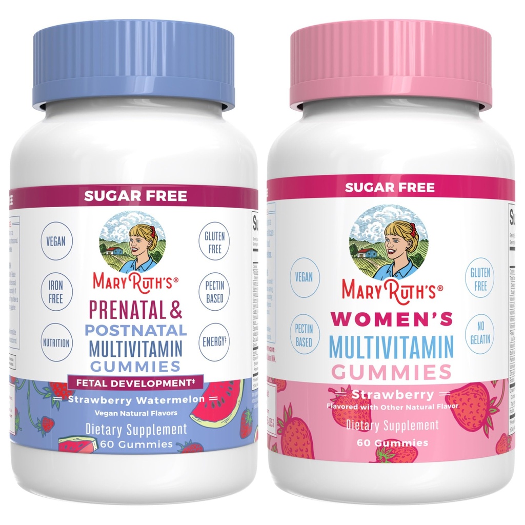MaryRuth Organics Prenatal Postnatal Multivitamin Gummis (Strawberry) & Women's | USDA Organic | Vitamins for Breastfeeding, Beauty, &amp; Immunität | Vegan, No Gelatin