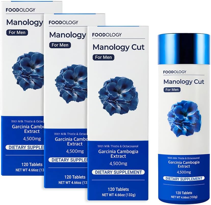FOODOLOGY Manology Cut (Pack mit 3-360 Tabletten, 180 Portionen für 60 Tage) - Body Balance, Verbesserte Endurance & Liver Health Support Garcinia Cambogia (HCA), Milk Thistle Octacosanol
