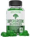 Atlantis Nutrition Supergreens Gummis - Tägliche grüne Superfood-Ergänzung mit Spinat, Broccoli, Moringa, Rübenwurzel, Sellerie, Grüner Tee, & Acai für Immunität Unterstützung - Natürliche Himbeere Geschmack, 60 cnt