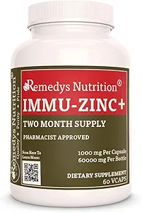 Remedy's Nutrition Immu-Zinc + | 1.000 mg, 60 Vegan Kapseln Nahrungsergänzungsmittel | Zwei Monate Versorgung | Auch Enthält Elderberry, Licorice & Oregano