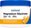 Nutricost Magnesium Glycinat Pulver (Peach Mango, 250 Gramm) - Magnesium Glycinat (als Bisglycinat)