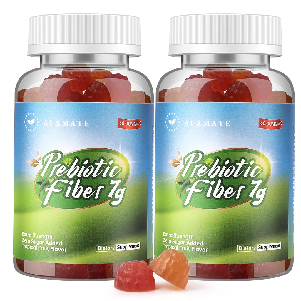 AFXMATE Fiber Supplement Gummi für Erwachsene, 7 g Fiber Sugar Free Vegan & Gluten Free - Verdauungshilfe, Regularity Support 120 Count