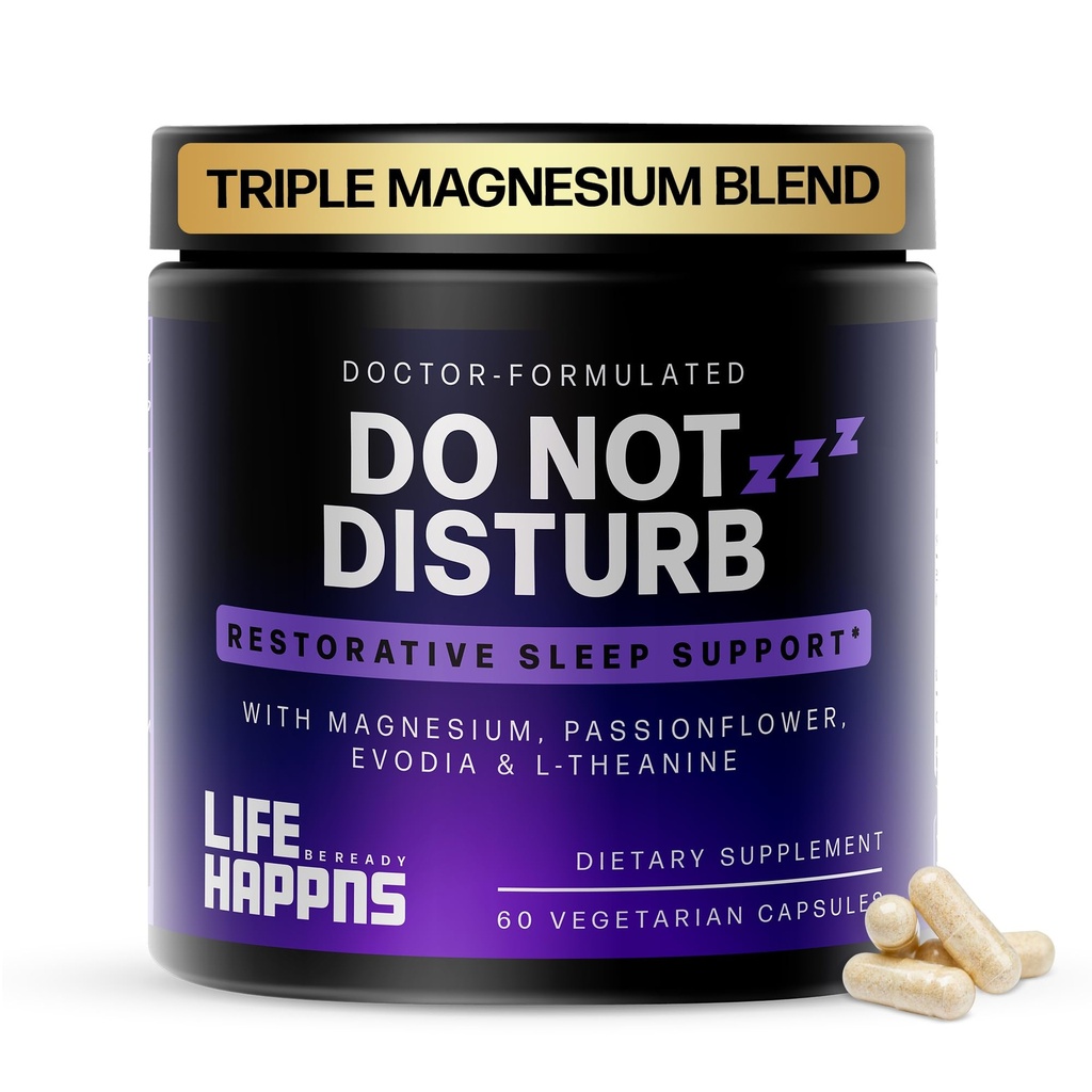 Life Happns Nicht stören Schlafhilfe für Erwachsene Natürliche Beilage mit L-Theanin, Magnesium, Leidenschaft Blume & Evodia Frucht für restaurative Schlaf Melatonin-frei, Non Habit-Forming, 60 Kapseln