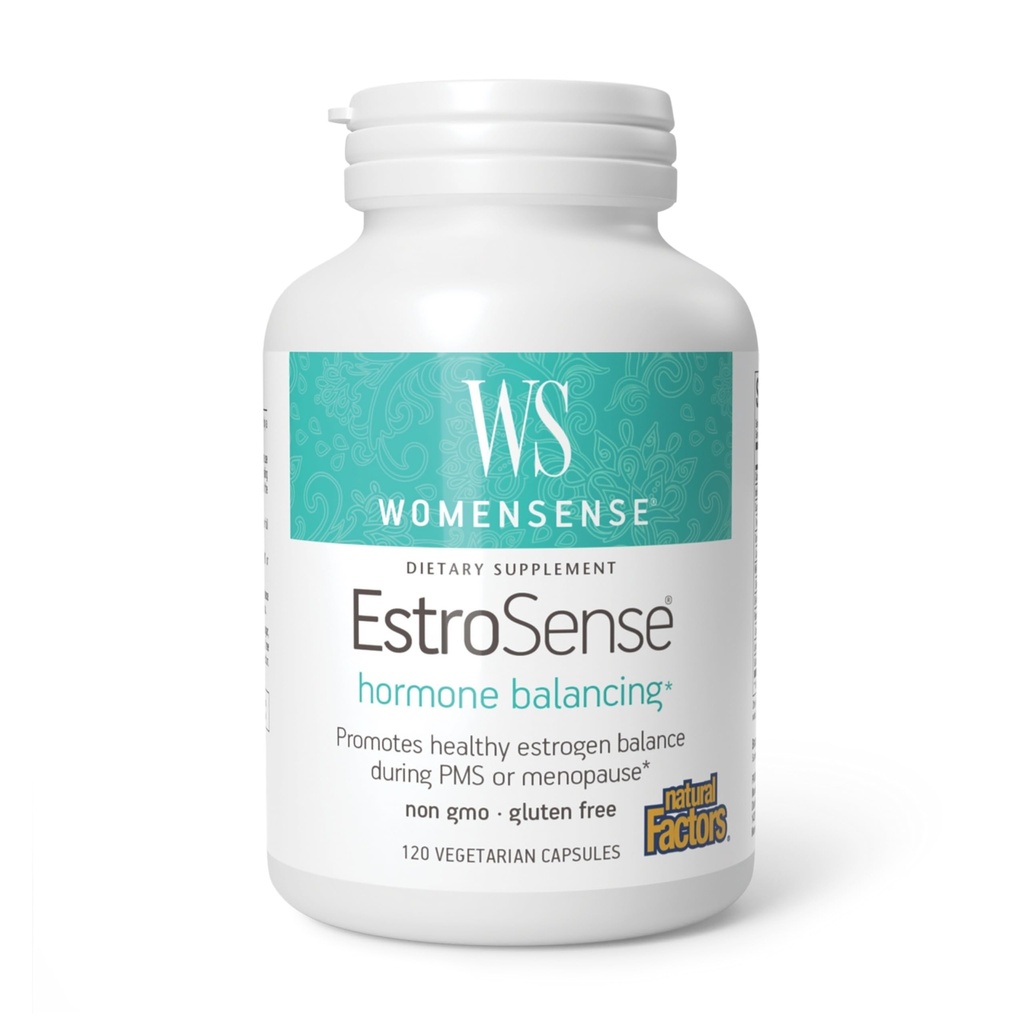 Natürliche Faktoren FrauenSense EstroSense - Tägliche Hormonal Balance Unterstützung Ergänzung - Unterstützt gesunde Menstration & Menopause - Non-GMO Natürliche Ergänzung - 120 vegetarische Kapseln (60 Servietten)
