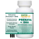 SHIFAA NUTRITION Halale pränatale Vitamine mit DHA und Folsäure | Hohe Potenz 90 Weichgele, Keto-Friendly | Vitamin C 120mg, DHA 250mg, Folsäure 800mg, EPA 90mg, Biotin & Iodin