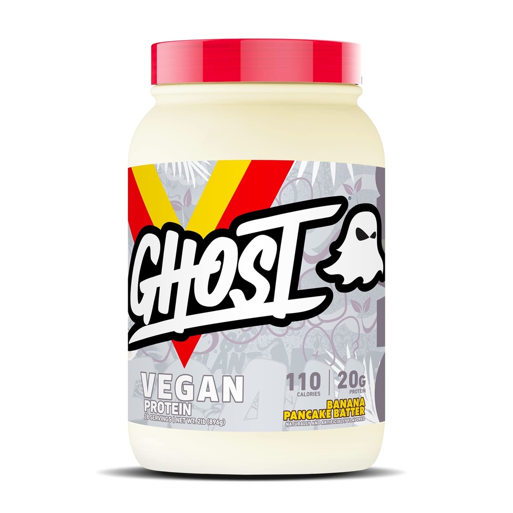 GHOST Vegan Protein Powder, Banana Pancake Batter - 2lb, 20g Protein - Pflanzenbasierte Pea & Bio Kürbisprotein - Post Workout & Nutrition Shakes, Smoothies, & Baking - Soy & Gluten-Free