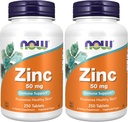 JETZT Ergänzungen, Zink (Zinc Gluconate) 50 mg, Unterstützt Enzymfunktionen*, Immununterstützung*, 250 Tabletten (Pack von 2)