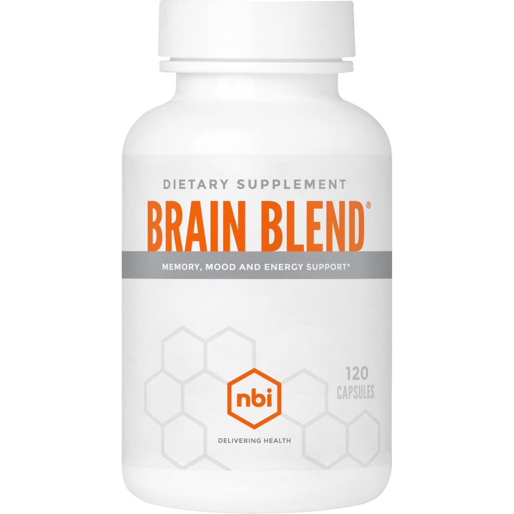 NBI Brain Blend für Gedächtnis, Fokus, Konzentration, kognitive Funktion für Männer & Frauen | Koffeinfrei mit ALCAR, Alpha Lipoic Acid, Huperzine A, Turmeric | Nootropic | 120ct Capsules