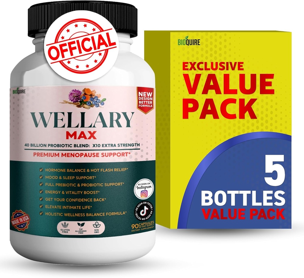 Wellary Max Menopause Support Supplement, 40 Billion CFU Probiotic Blend, 90 Kapseln (5)