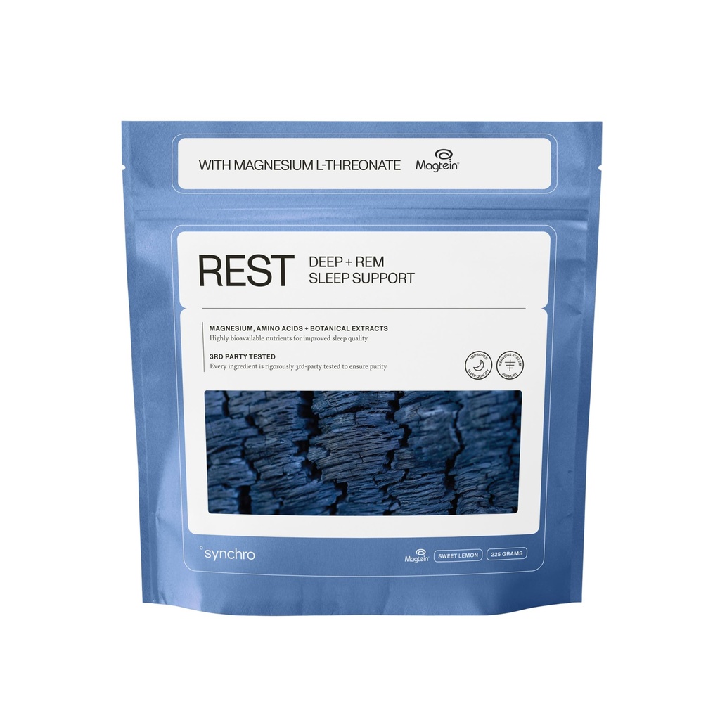 Synchro - Ruhe Schlaf-Ergänzungen, Relaxing Schlafhilfen für Erwachsene, Pulverisierte Magnesium-Ergänzung für Tiefschlaf-Unterstützung, Nachtgetränk Schlaf-Ergänzung, Süße Zitronen-Flamvor, 210 Gramm