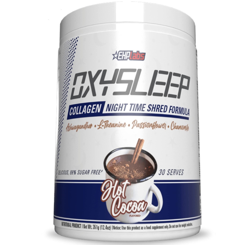 EHP Labs OxySleep Collagen Peptides Powder Night Time Shred - Fördert Tiefen Schlaf & Shredding, Haut, Knochen & Muskelunterstützung, Weide-Raised Bovine Collagen, Typ I & III, 30 Servierungen (Hot Cocoa)