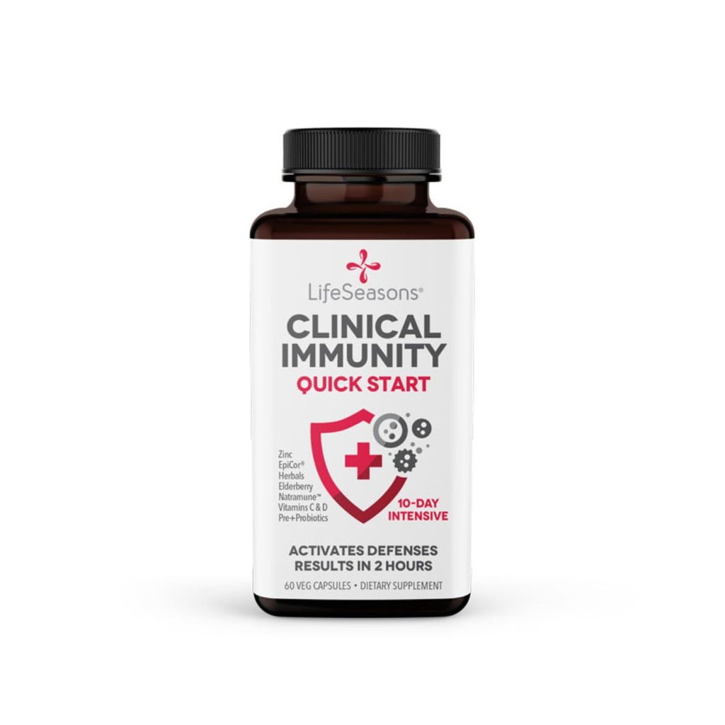 Klinische Immunität - Quick-Start - Immunsystem Unterstützung - Schnelle Immunität Antwort - Boosts Antibodies, B + T + NK Cells, Neutrophils & Macrophagens - Schwarze Elderberry & Pre + Probiotics - 60 Kapseln