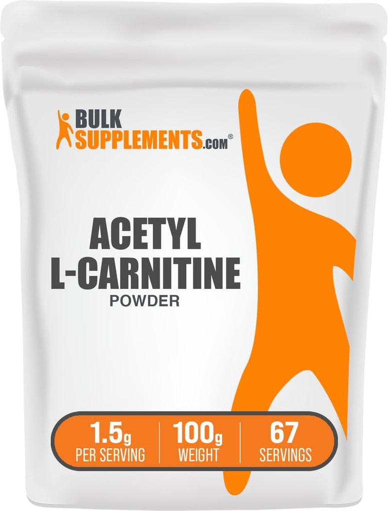 BulkSupplements.com Acetyl L-Carnitin Pulver - als ALCAR HCl, Carnitinergänzung - Glutenfrei, 1,5g pro Servierung, 100g (3,5 oz) (Pack von 1)