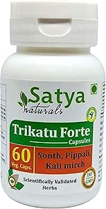 Trikatu Forte Kapseln 500 mg. 60 Veg. Kapsel | Trikatu (Pippali, Kali Mirch, Sonth) Extrakt Kapseln für Männer und Frauen | Ayurvedische Kräuterergänzung / Heilmittel | 10:1 Forte (1 Flasche 60 Kapseln)
