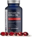 Wild Caught Antarctic Krill Oil 500mg Softgels, SuperbaBoost Omega 3 Supplement, EPA & DHA, Astaxanthin, Choline, 56% Phospholipide, Nachhaltiges, Kein Fischöl, Vanille Flavor (60-Day Supply)