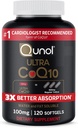 Qunol CoQ10 100mg Softgels, Qunol Ultra CoQ10 100mg, 3x Bessere Absorption, Antioxidans für Herz-Gesundheit & Energie-Produktion, Coenzym Q10 Vitamine und Ergänzungen, 120 Count (Pack von 24)