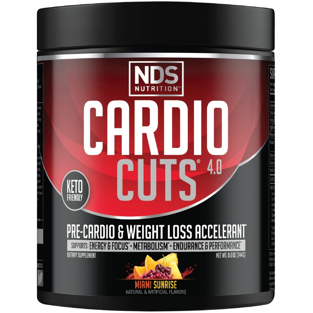 NDS Nutrition 4.0 Pre Workout Supplement - Advanced Weight Loss and Pre Cardio Formula mit L-Carnitin, CLA, MCTs, L-Glutamin und Safflower Oil - Miami Sunrise (40 Portionen)