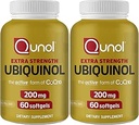 Qunol Ubiquinol CoQ10 200mg Softgels, Ubiquinol 200mg - Aktive Form von Coenzym Q10, Antioxidans für Herzgesundheit - 60 Count (Pack von 2)