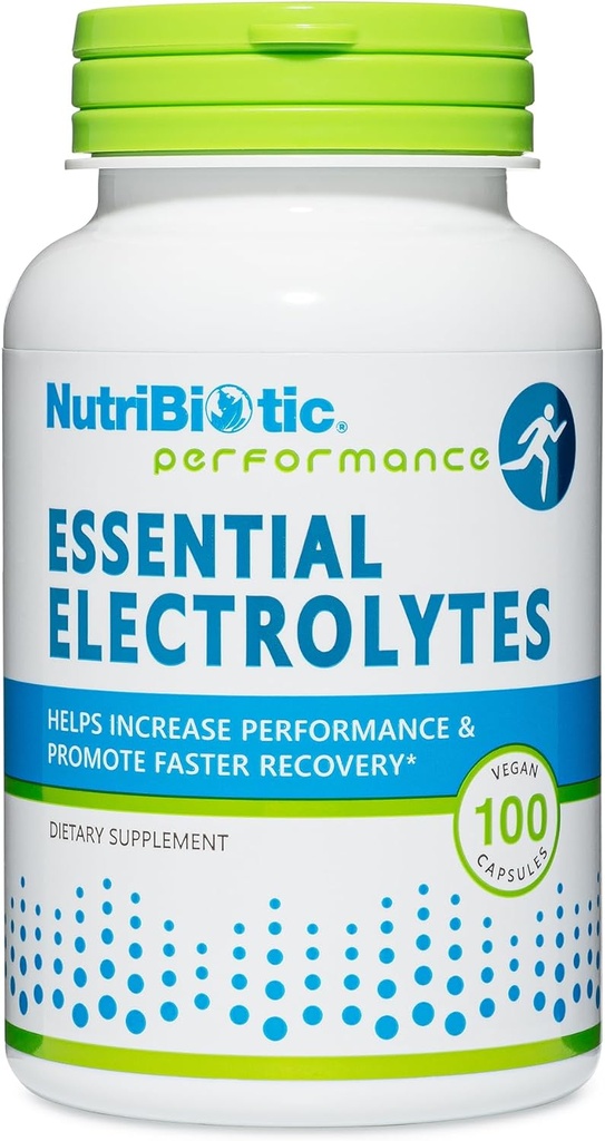 NutriBiotic Essential Electrolytes, 100 Ct Capsules | Unterstützt erhöhte Leistung und schnellere Erholung | Pharmaceutical Grade Vitamin C mit Elektrolyten für Rehydration | Vegan, Gluten-Free & Non-GMO