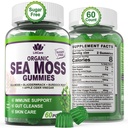 Sea Moss Gummies - Irish Sea Moss Gummies for Adults & Kids - Advanced Superfood Seamoss Supplement + Bladderwrack & Burdock Root Extract，ACV for Daily Immune, Gut Cleanse, Vegan, Sugar Free, 60 Cts
