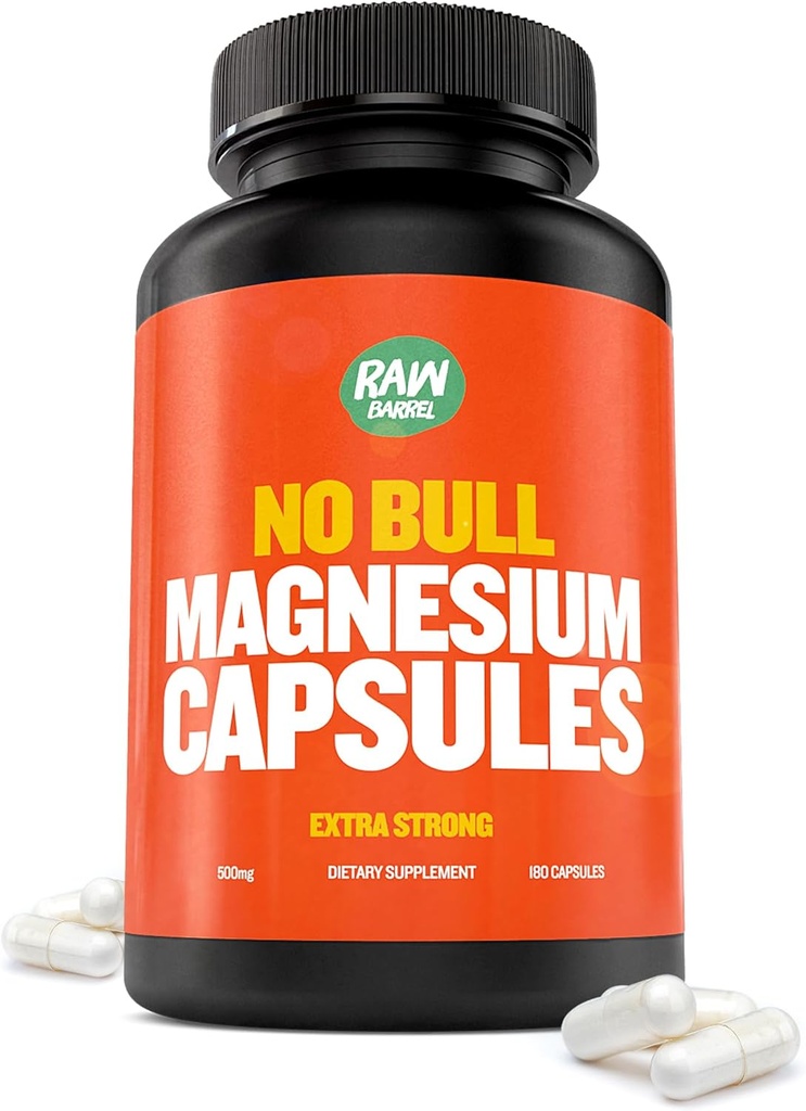 „No Bull“ Magnesiumkapseln, einzigartige Magnesium-Zitrat- und Oxidformel für Schlaf und Entspannung, Magnesium-Säulen zur Vermeidung von Muskel- und Spasmen, Magnesiumoxid-Zitrat, 500g