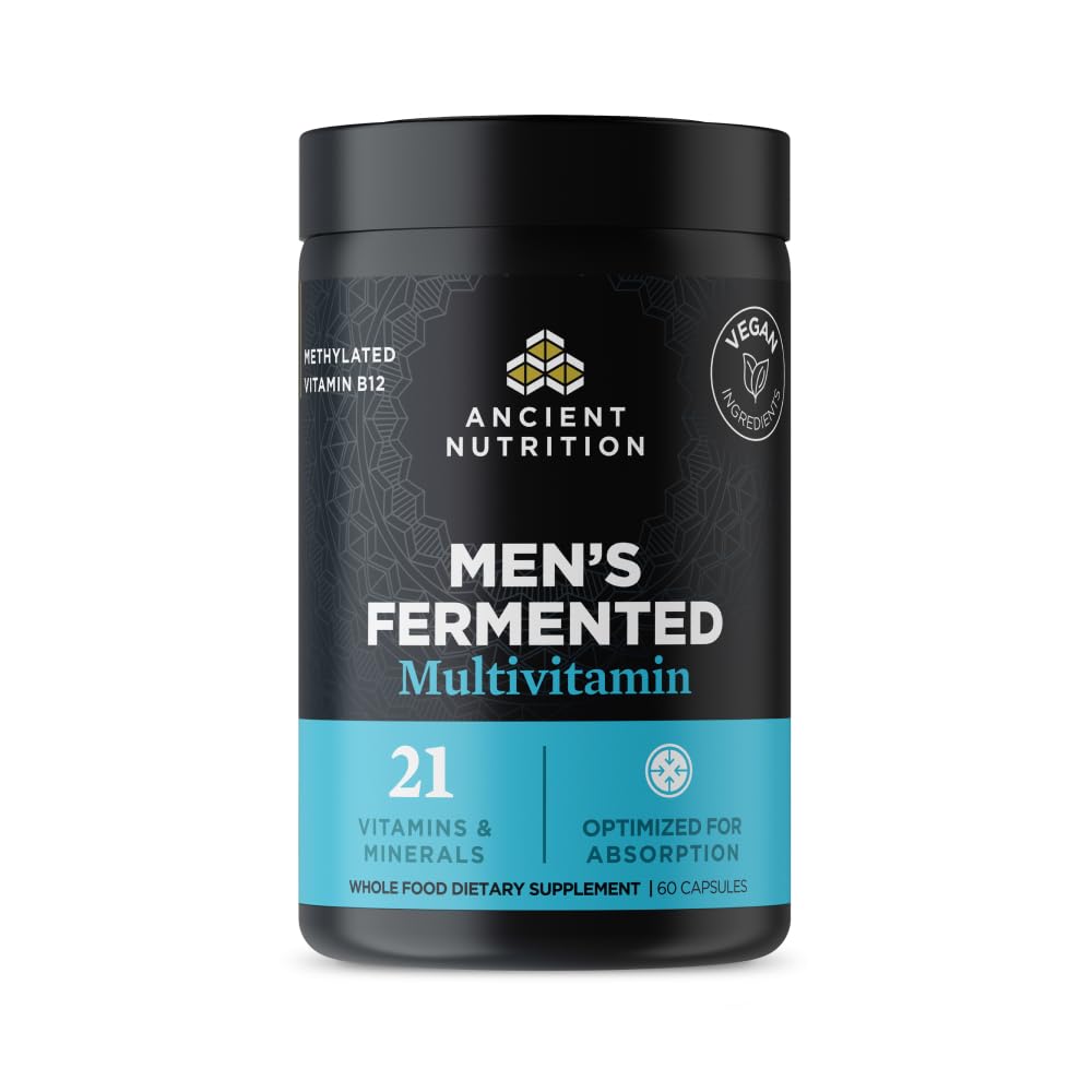 Antike Ernährung Multivitamin für Männer, Men's Fermented Multivitamin mit Vitamin A, C, D, E, K, Zink & Magnesium, Immununterstützung, Vegan, 60 Ct