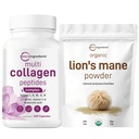Micro Ingredients Multi Collagen Complex & Lions Mane Mushroom Supplement Powder Bundle 2 Pack | Grass-Fed Collagen Peptides | Natürliche Superfood für Gehirn, Energie und Immungesundheit