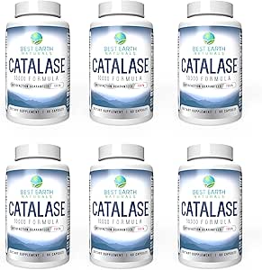 Best Earth Naturals Six Pack of Catalase 10.000 Formula Enzyme Supplement mit Saw Palmetto, Biotin, Fo-Ti, PABA - Haarergänzungsmittel für starkes Haar - 360 Kapseln (180-Tage-Versorgung)