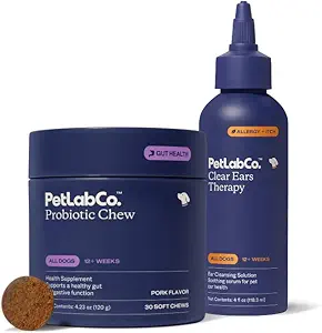PetLab Co. - Dog Ear Yeast Bundle: Soft Chew Dog Probiotics for Gut Health, Yeast Production, Itchy Ears, Itchy Skin, Saisonale Allergien & Clear Ears Therapie Ohr Reiniger für Hunde