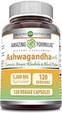 Erstaunliche Formeln Ashwagandha Ergänzung | Enthält Kurkuma, Ginger, Rhodiola, & Schwarz Pfeffer | 5200 Mg pro Servieren | Veggie Kapseln | Non-GMO | Gluten-Free | Made in USA (1 Pack | 120 Count)