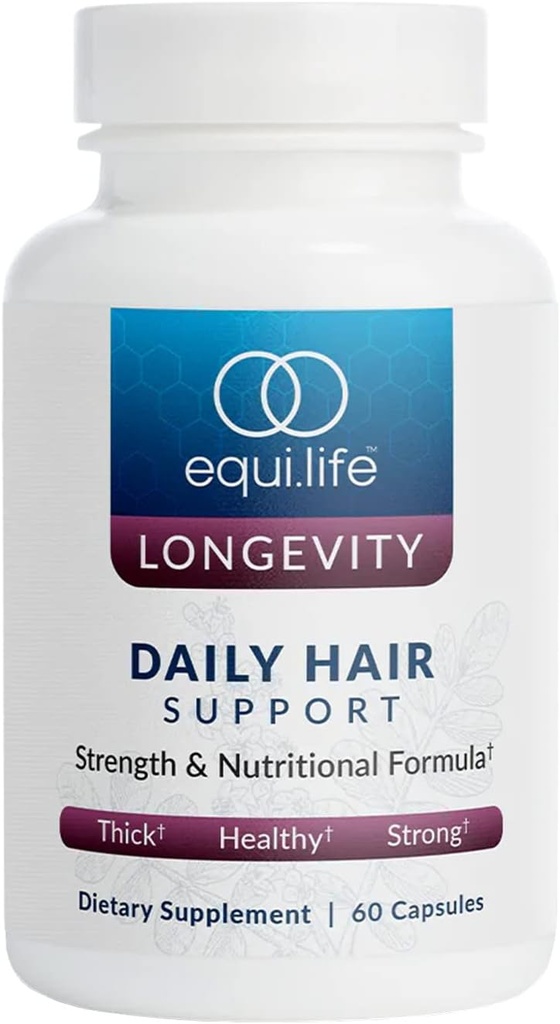 Equilife Daily Hair Support, Haarergänzung mit Biotin, Ashwagandha, Zink, Selen, und Sägepalme, Vitamine und Mineralien für Haar- und Kopfhautpflege, Glutenfrei, 60 Kapseln