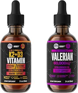 HERBIFY Bundle - K2 und D3 Tropfen & Valerian Root Tincture - Knochenstärke & Nervous Systemunterstützung