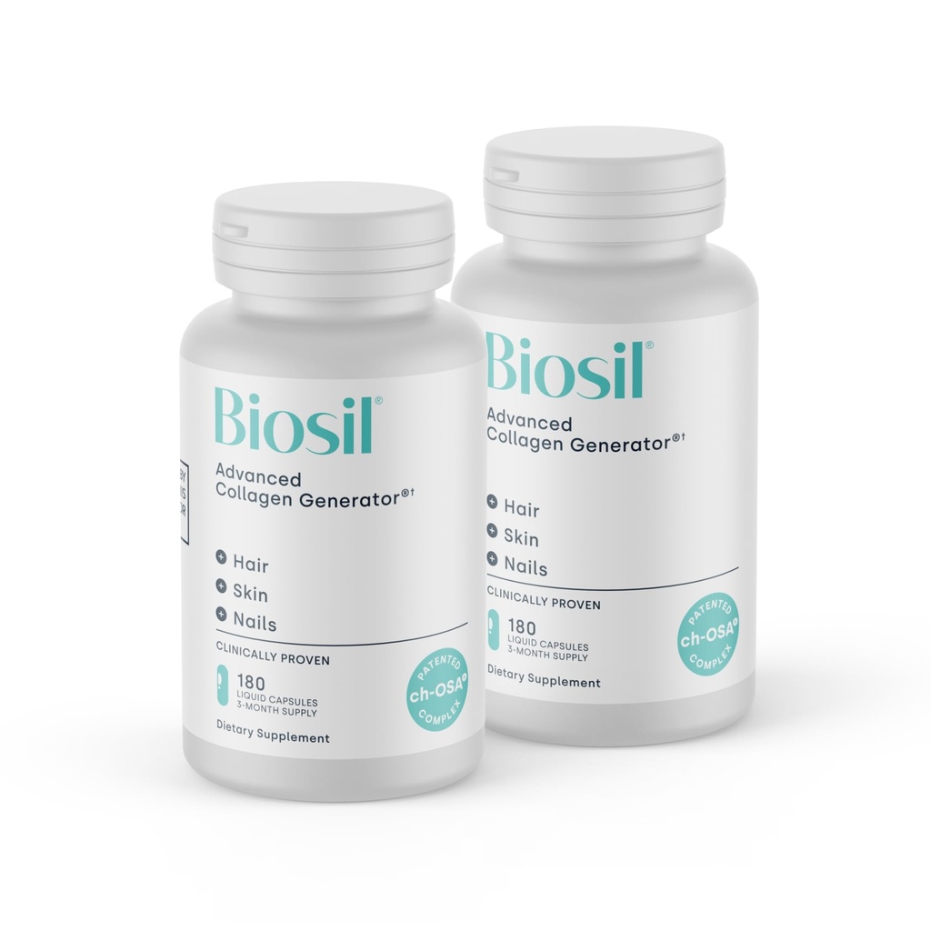 Biosil Collagen Booster Supplement - 180 Liquid Capsules, Paket von 2 - patentierter ch-OSA-Aktivator für Haut, Haar, Nägel & Gelenke - Unterstützt natürliche Produktion - 180-Tage-Versorgung