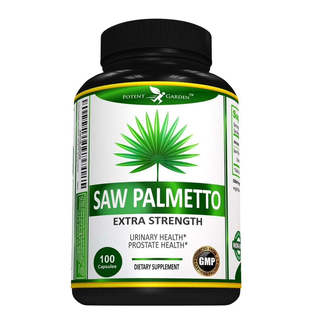 Potent Garden Saw Palmetto 500 mg - Prostata-Ergänzungen für Männer - Unterstützt gesünde Urination Häufigkeit & Flow - Non GMO, 100 Saw Palmetto Kapseln