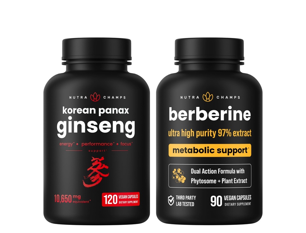 NutraChamps Energie & Stoffwechselunterstützung: Ginseng & Berberine Duo