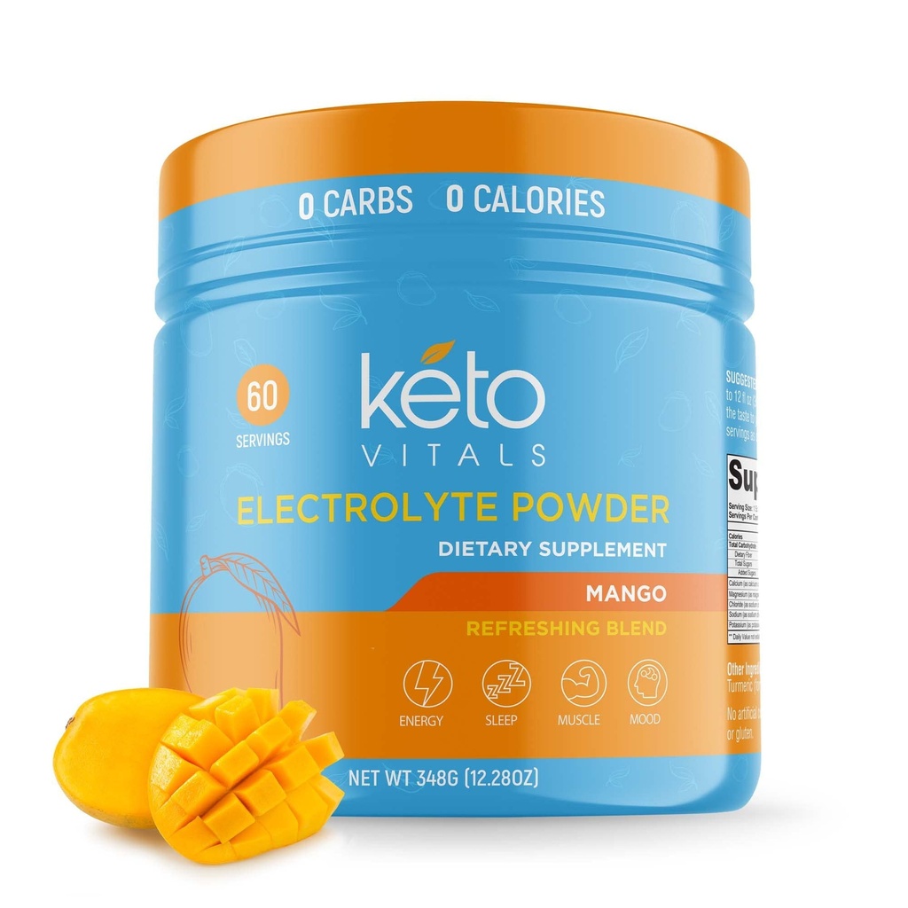 Keto Vitals Elektrolyte Pulver | Keto-Friendly Elektrolyte mit Kalium, Magnesium, Natrium, Kalzium | Keto Elektrolyte Supplement Energy Drink Mix | Sugar-Free, Zero Calories, Zero Carbs