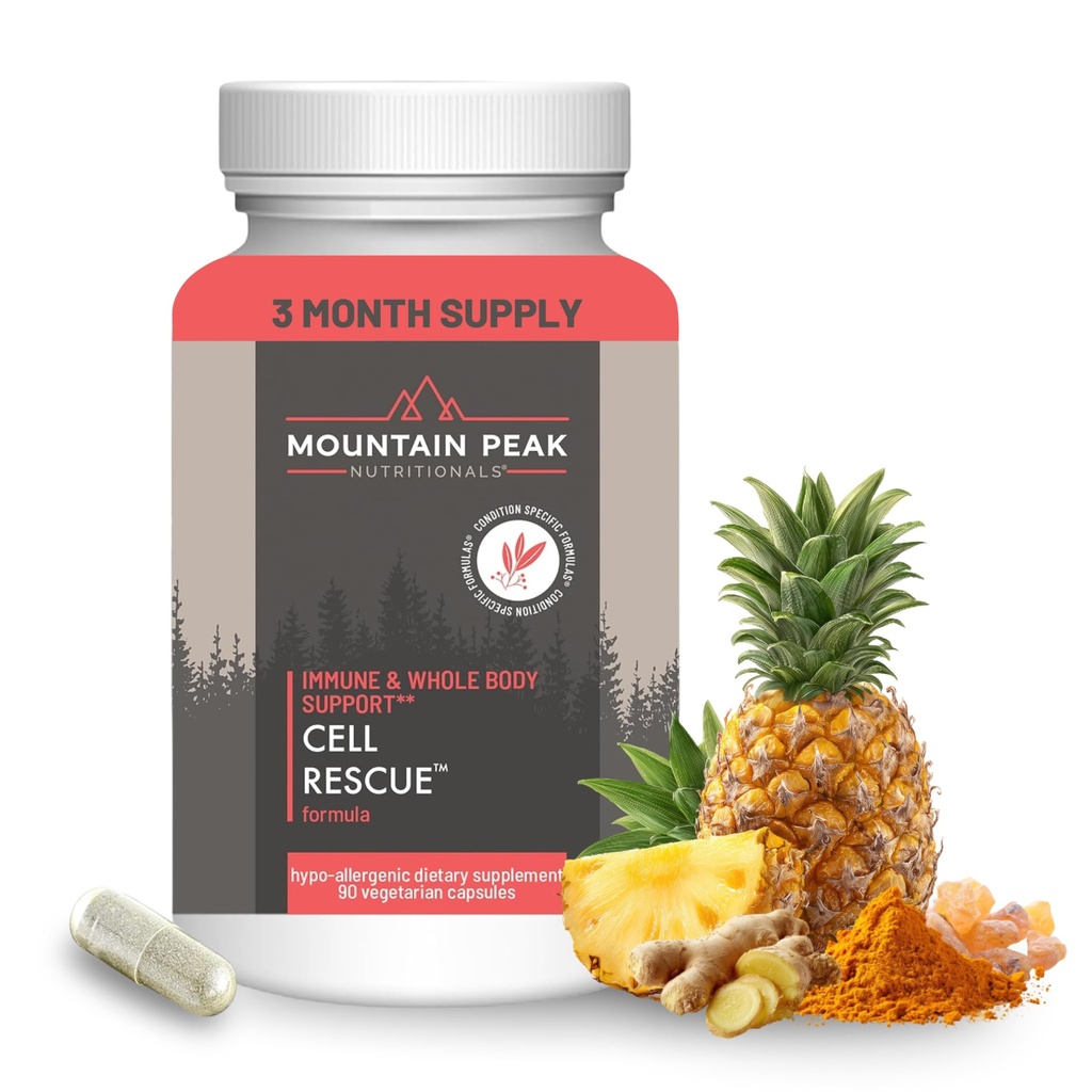 Mountain Peak Nutritionals Cell Rescue - Antioxidante Immununterstützungsergänzung mit Kurkuma, Ginger Root und Bromelain - Unterstützt Darmgesundheit und Ganzkörper (90 Kapseln)