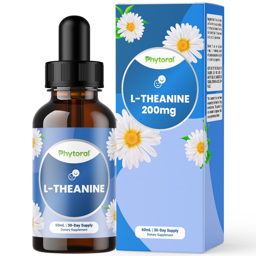 Phytoral Potent L-Theanine Flüssigkeitstropfen - Hohe Absorption L-Theanine für Kinder & Erwachsene Calm & Entspannung Unterstützung - Premium-Qualität Tropfen Ideal für Kinder und Erwachsene Flüssig 30 Servierungen