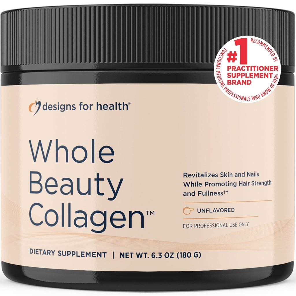 Designs für die Gesundheit Whole Beauty Collagen - Kollagen Peptide, Silica & Biotin Pulver zur Unterstützung der Haarhaut und Nägel - Unterstützung der Haarstärke und Fülle (30 Portionen)