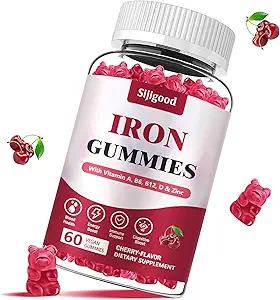 Vegane Eisen-Ergänzung für Frauen, mit Vitamin A, C, B6, B12, Folat und Zink, Energie-Boost, Zuckerfrei, Nach Geschmack - Köstliche Kirsch-Flamour, 60 Count