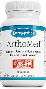 Euromedica ArthoMed - 60 Kapseln - Klinisch untersucht Boswellia & Curcumin, Teufelskralle - Gelenk & Wirbel Gesundheit, Knorpelbildung, Flexibilität, Komfort - 30 Servierungen