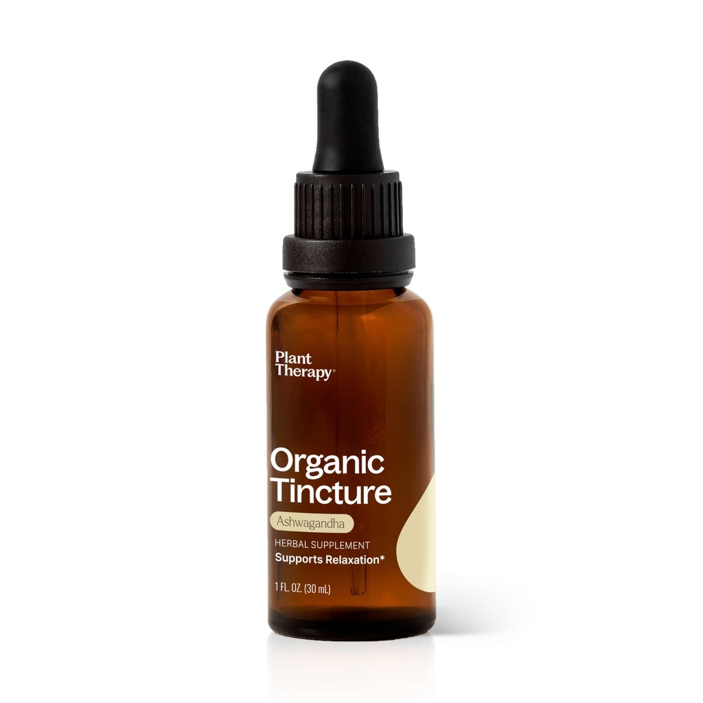 Pflanzentherapie Bio Ashwagandha Wurzel Kräuterergänzung Tincture 30 mL (1 oz) Unterstützt Entspannung, Verjüngung und Immununterstützung, Vegan, Non GMO, Glutenfrei, Flüssigkeit, 1 Flasche