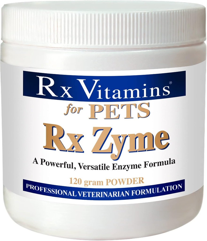 Rx Vitamine für Haustiere Rx Zyme für Hunde & Katzen - Hilfe Gastrointestinale Störungen - Nahrungsergänzung - 120g Pulver