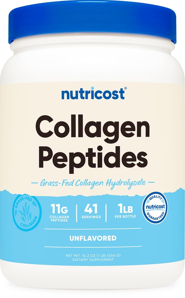 Nutricost Collagen Peptides Powder 1LB (454 G) - Grass Fed Bovine Collagen Hydrolysate (nicht aromatisiert)