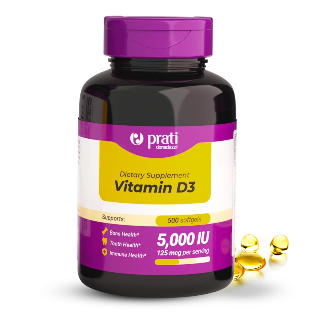 Vitamin D3 5.000 IU – 500 Softgels – unterstützt Verteidigungssystem, Knochen & Muskelgesundheit – Familiengröße